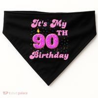 It's My 90th Birthday Donut 90 Years Old Bday USA-Made Doggie Bandana thumb 0