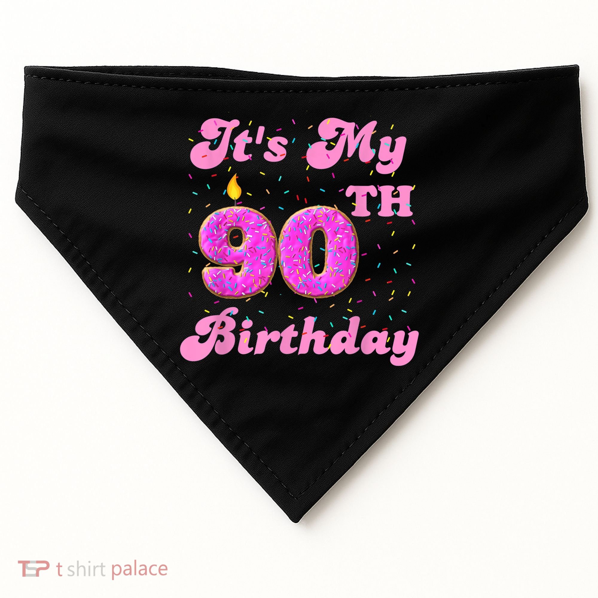 It's My 90th Birthday Donut 90 Years Old Bday USA-Made Doggie Bandana