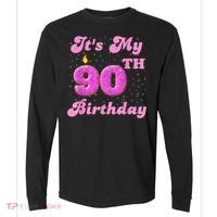 It's My 90th Birthday Donut 90 Years Old Bday Comfort Colors Heavyweight Long Sleeve T-Shirt thumb 0