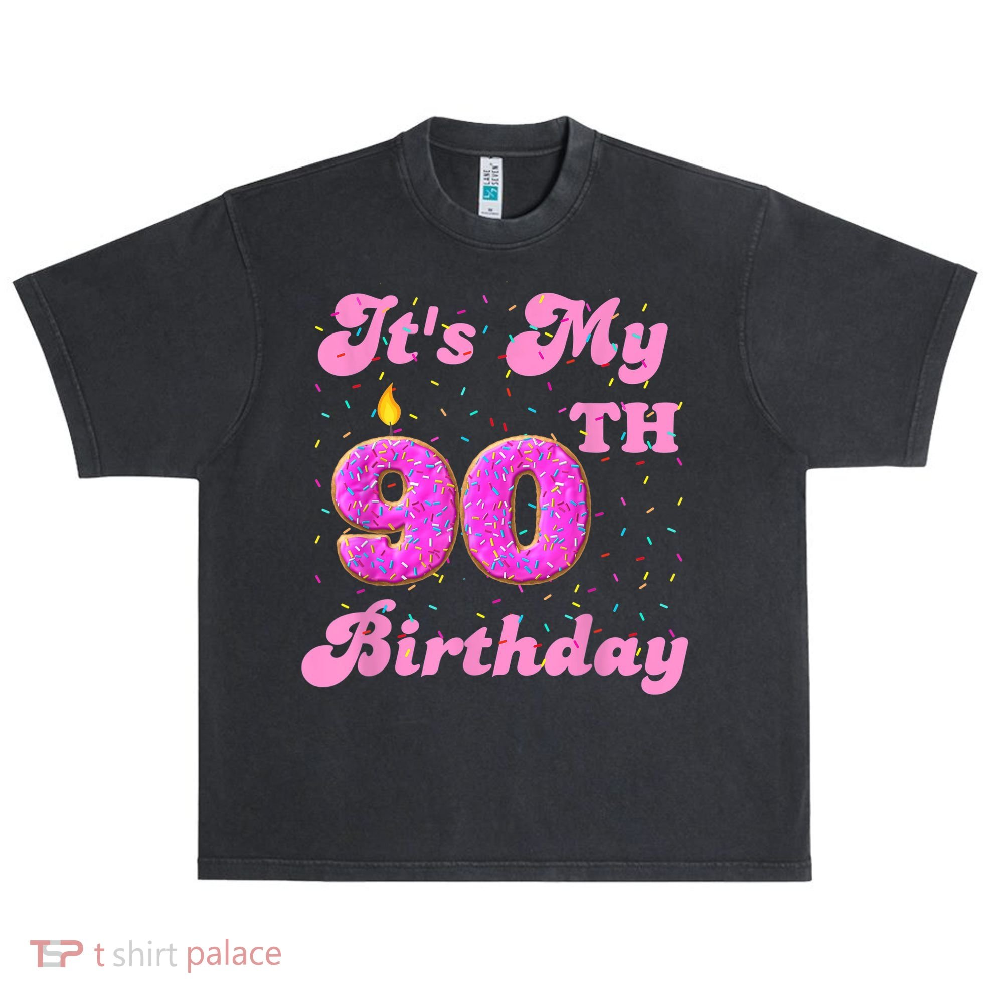 It's My 90th Birthday Donut 90 Years Old Bday Urban Oversized Heavyweight T-Shirt