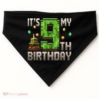 It'S My 9th Birthday 9 Year Old Gamer Pixel Birthday Boy USA-Made Doggie Bandana thumb 0