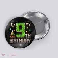 It'S My 9th Birthday 9 Year Old Gamer Pixel Birthday Boy Button thumb 0