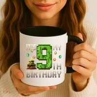 It'S My 9th Birthday 9 Year Old Gamer Pixel Birthday Boy Coffee Mug thumb 3