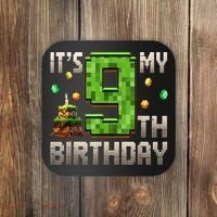 It'S My 9th Birthday 9 Year Old Gamer Pixel Birthday Boy Coaster thumb 0