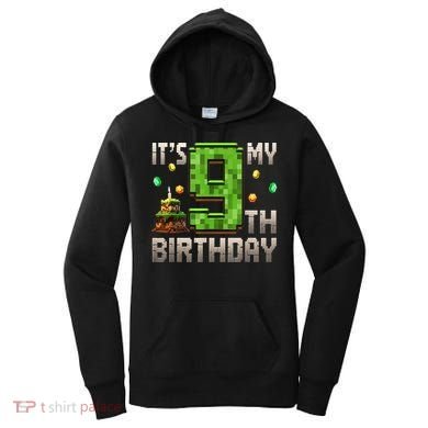 It'S My 9th Birthday 9 Year Old Gamer Pixel Birthday Boy Women's Hoodie