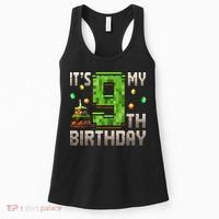 It'S My 9th Birthday 9 Year Old Gamer Pixel Birthday Boy Women's Tank Top thumb 0