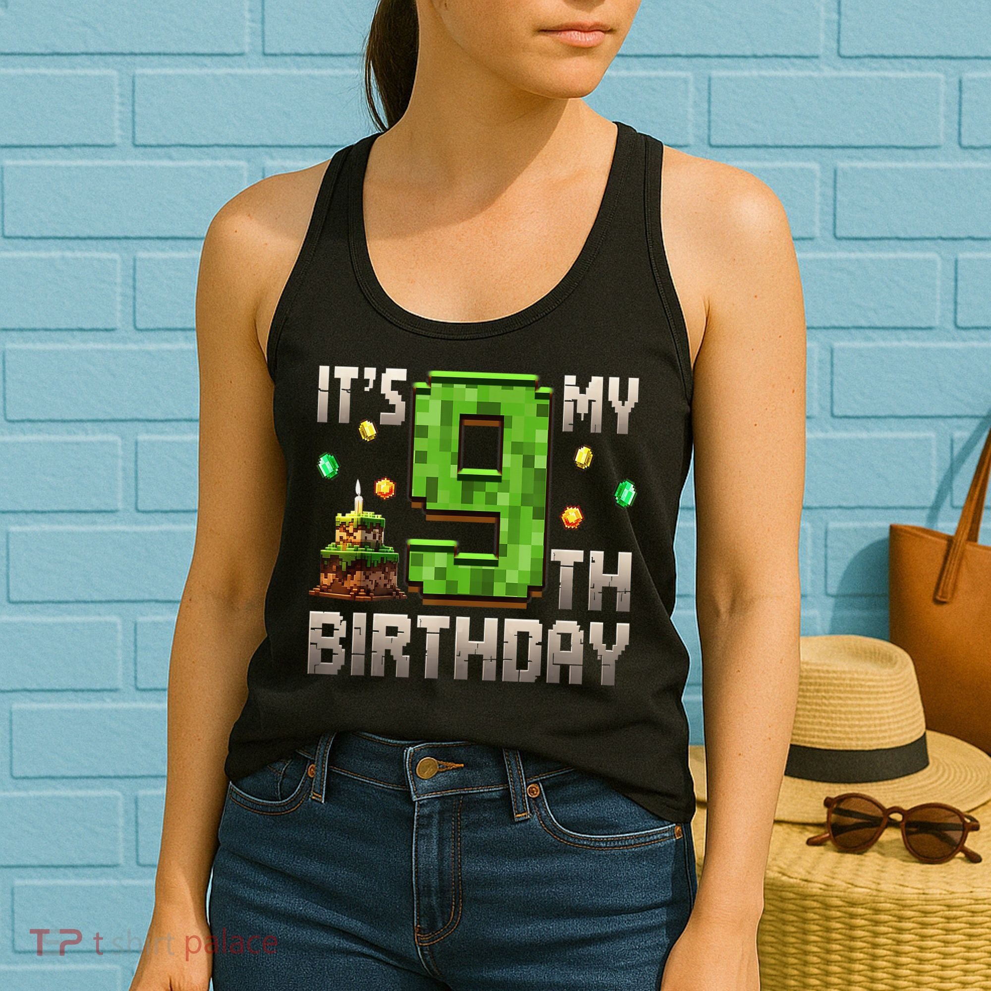 It'S My 9th Birthday 9 Year Old Gamer Pixel Birthday Boy Women's Tank Top