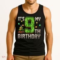It'S My 9th Birthday 9 Year Old Gamer Pixel Birthday Boy Tank Top thumb 3