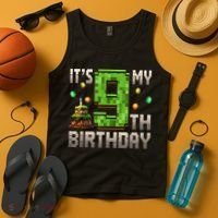It'S My 9th Birthday 9 Year Old Gamer Pixel Birthday Boy Tank Top thumb 4