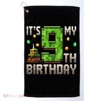 It'S My 9th Birthday 9 Year Old Gamer Pixel Birthday Boy Golf Towel thumb 0