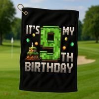It'S My 9th Birthday 9 Year Old Gamer Pixel Birthday Boy Golf Towel thumb 1