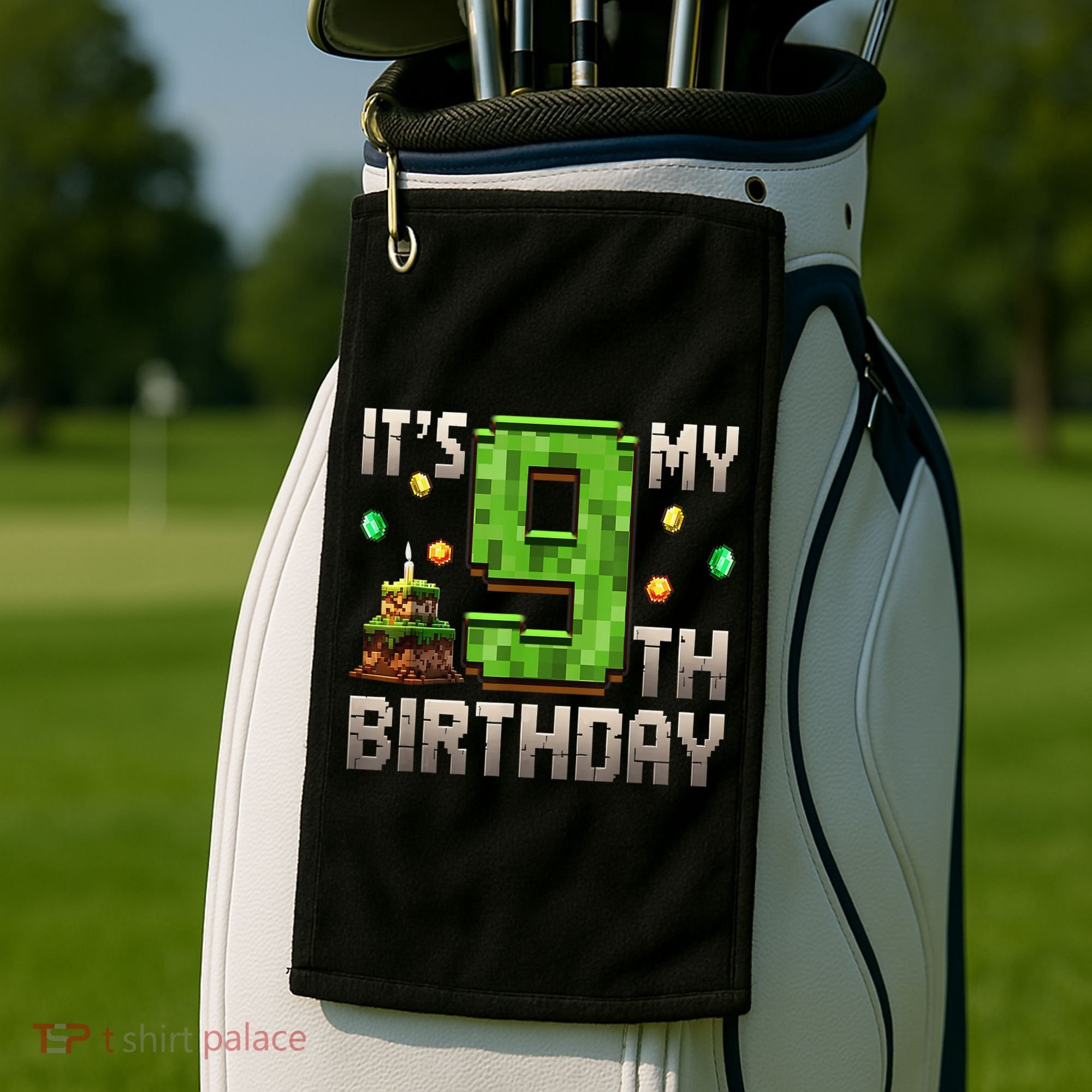 It'S My 9th Birthday 9 Year Old Gamer Pixel Birthday Boy Golf Towel