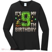 It'S My 9th Birthday 9 Year Old Gamer Pixel Birthday Boy Women's Long Sleeve Shirt thumb 0