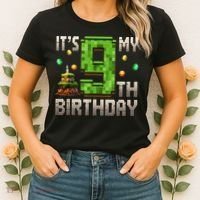 It'S My 9th Birthday 9 Year Old Gamer Pixel Birthday Boy Women's T-Shirt thumb 2