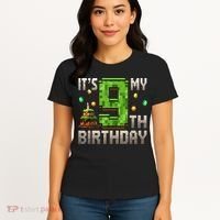 It'S My 9th Birthday 9 Year Old Gamer Pixel Birthday Boy Women's T-Shirt thumb 4