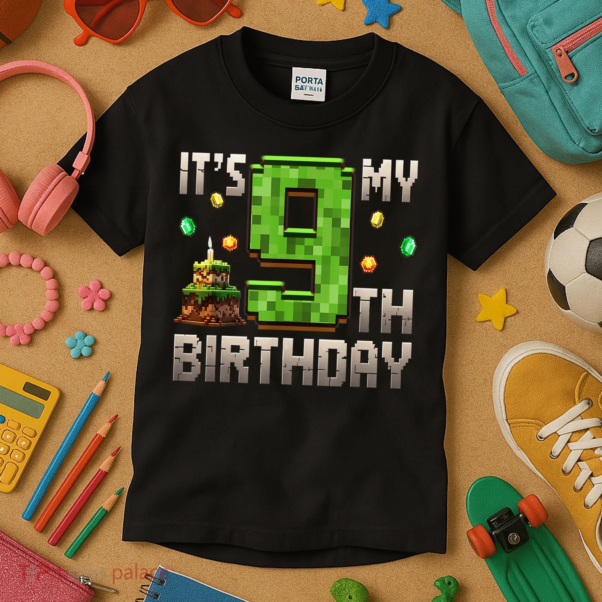 It'S My 9th Birthday 9 Year Old Gamer Pixel Birthday Boy Kids T-Shirt