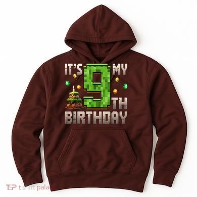 It'S My 9th Birthday 9 Year Old Gamer Pixel Birthday Boy Hoodie
