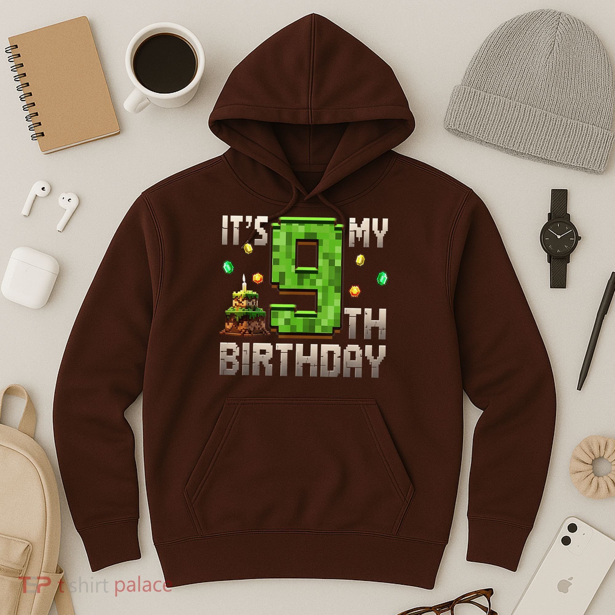 It'S My 9th Birthday 9 Year Old Gamer Pixel Birthday Boy Hoodie