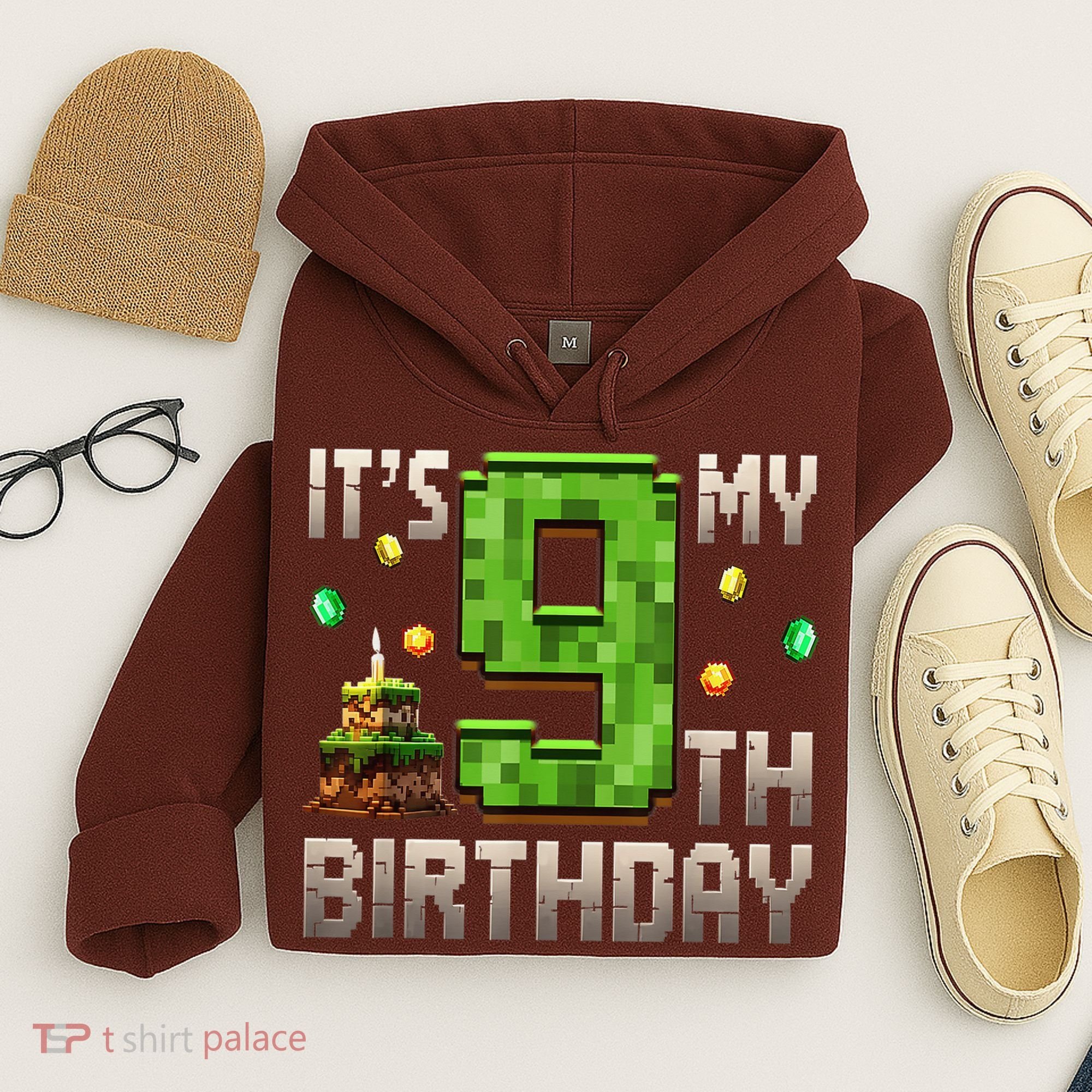 It'S My 9th Birthday 9 Year Old Gamer Pixel Birthday Boy Hoodie