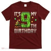 It'S My 9th Birthday 9 Year Old Gamer Pixel Birthday Boy T-Shirt thumb 0