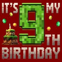 It'S My 9th Birthday 9 Year Old Gamer Pixel Birthday Boy Mousepad thumb 1