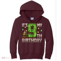 It'S My 9th Birthday 9 Year Old Gamer Pixel Birthday Boy Kids Hoodie thumb 0