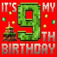 It'S My 9th Birthday 9 Year Old Gamer Pixel Birthday Boy Santa Hat thumb 1