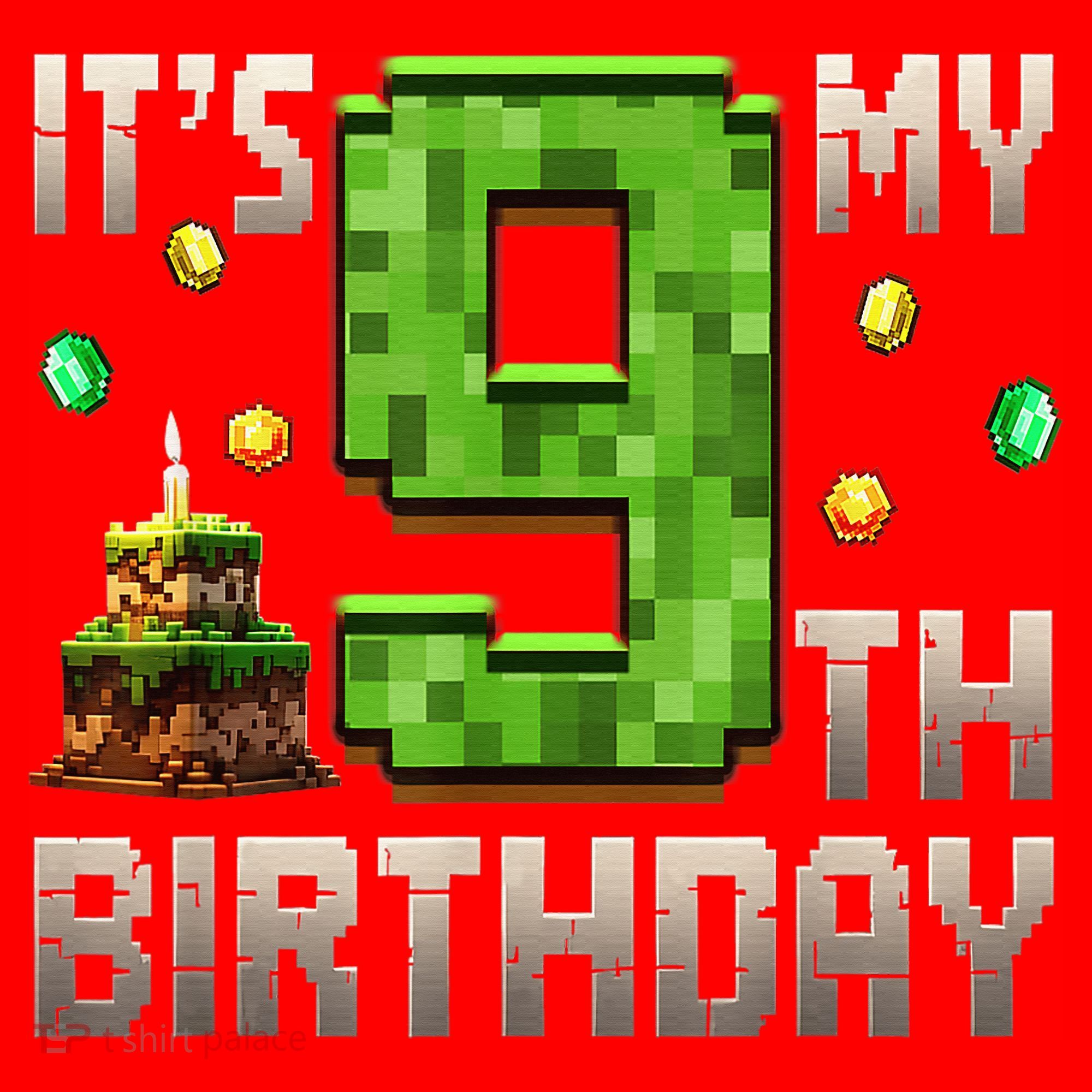 It'S My 9th Birthday 9 Year Old Gamer Pixel Birthday Boy Santa Hat