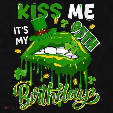 It'S My 95th Birthday St. Patrick'S Day Shamrocks Cute Lips Ladies PosiCharge Tri-Blend Wicking Tank