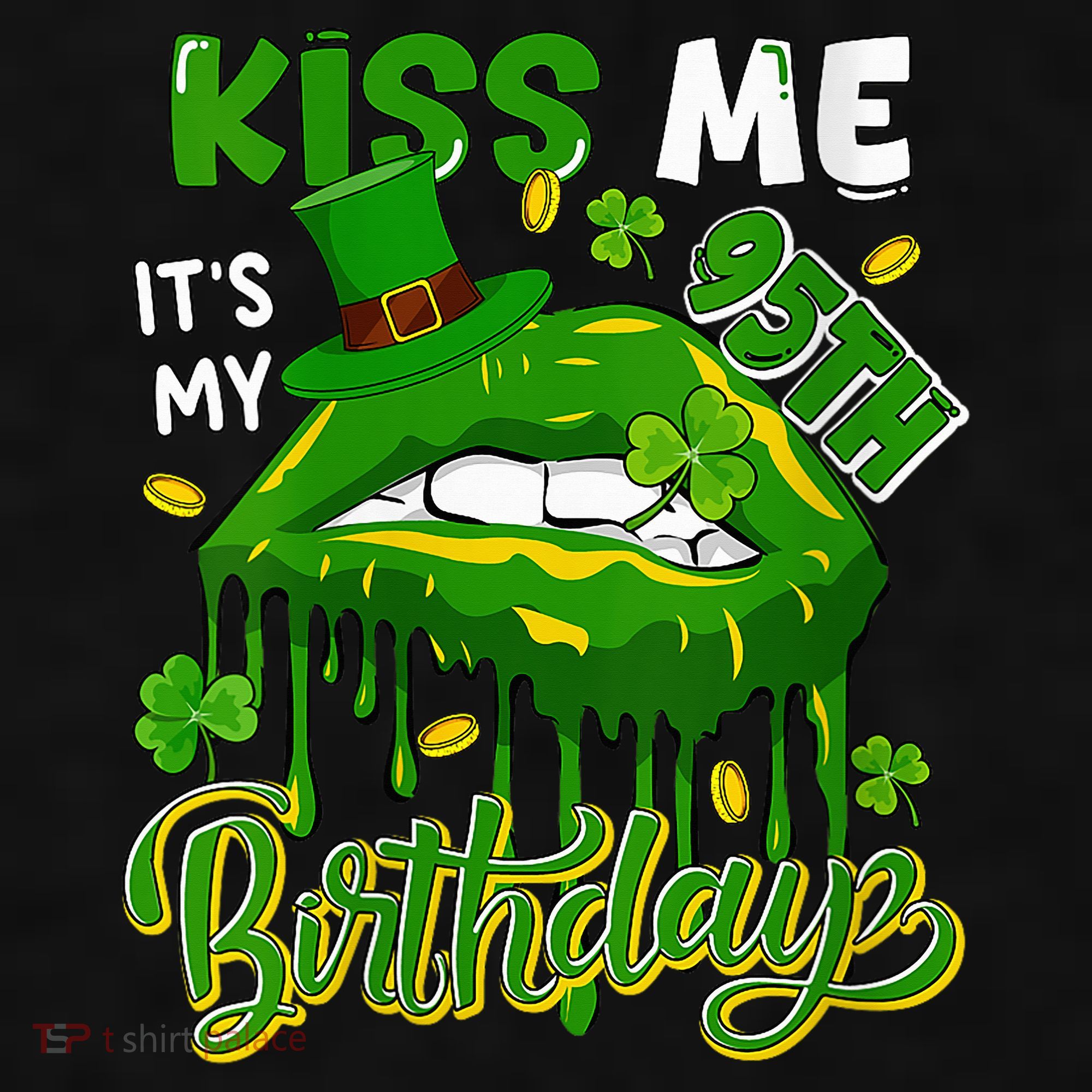 It'S My 95th Birthday St. Patrick'S Day Shamrocks Cute Lips Ladies PosiCharge Tri-Blend Wicking Tank