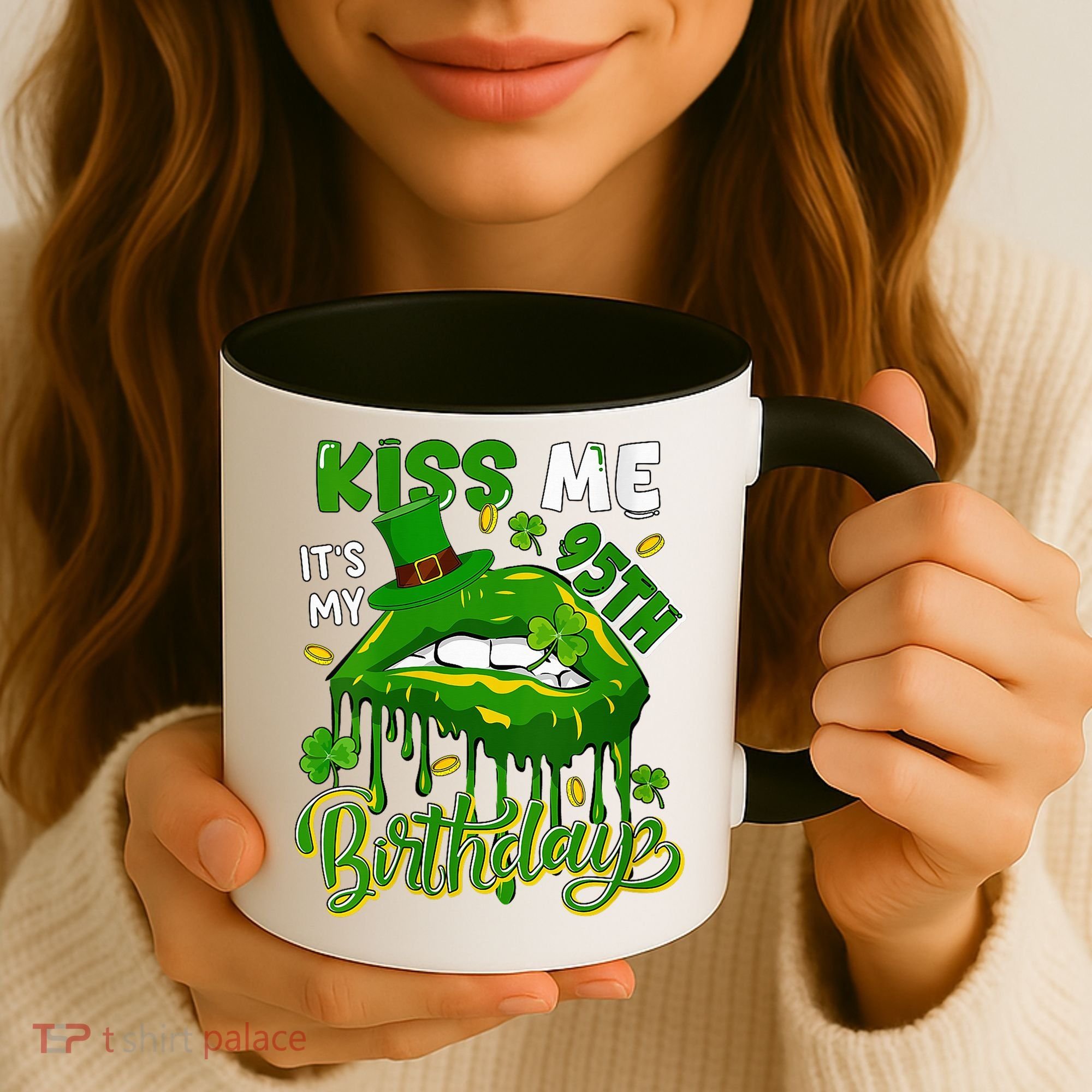 It'S My 95th Birthday St. Patrick'S Day Shamrocks Cute Lips Coffee Mug