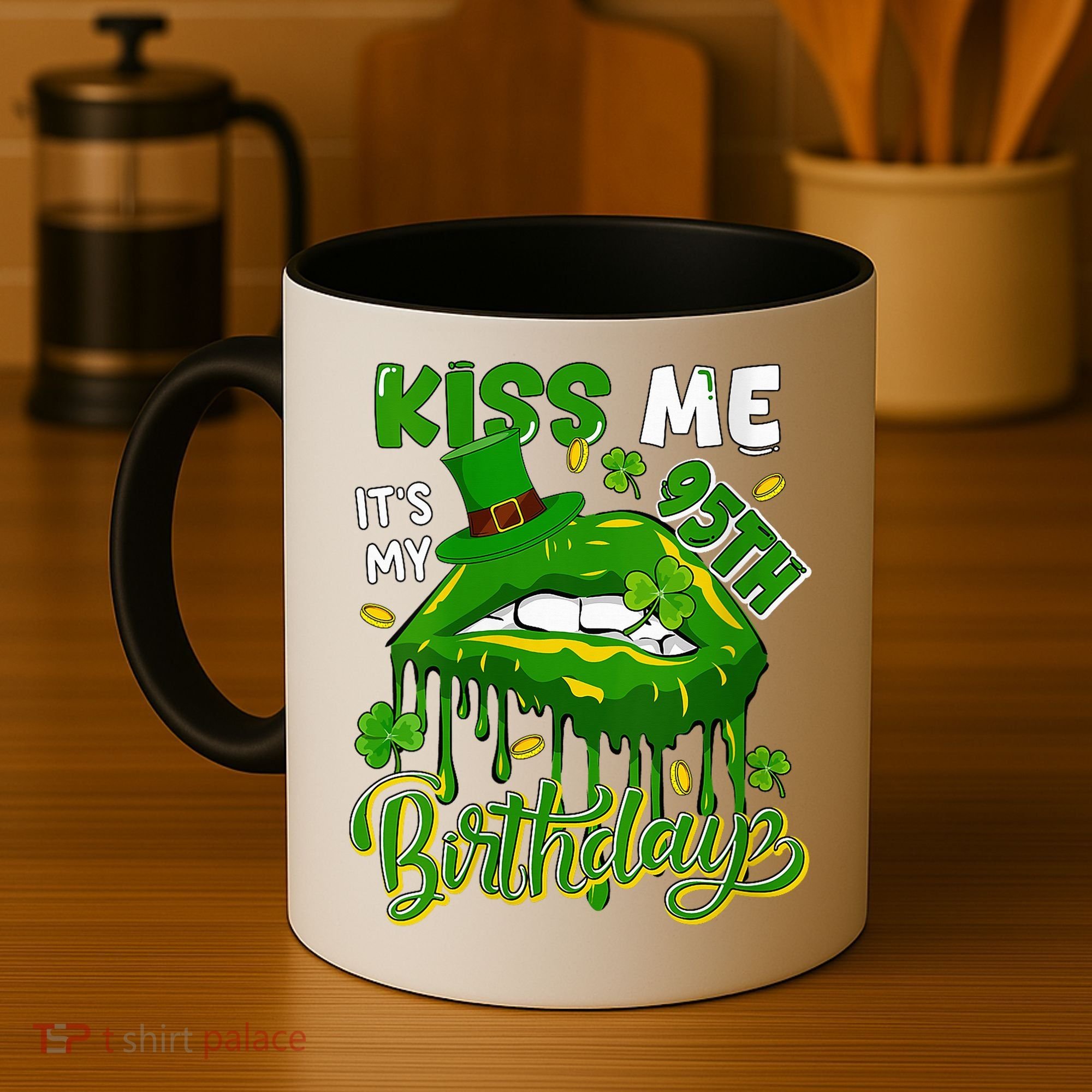 It'S My 95th Birthday St. Patrick'S Day Shamrocks Cute Lips Coffee Mug