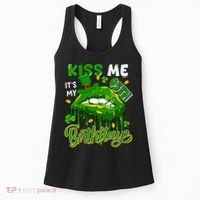 It'S My 95th Birthday St. Patrick'S Day Shamrocks Cute Lips Women's Tank Top thumb 0