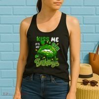 It'S My 95th Birthday St. Patrick'S Day Shamrocks Cute Lips Women's Tank Top thumb 2