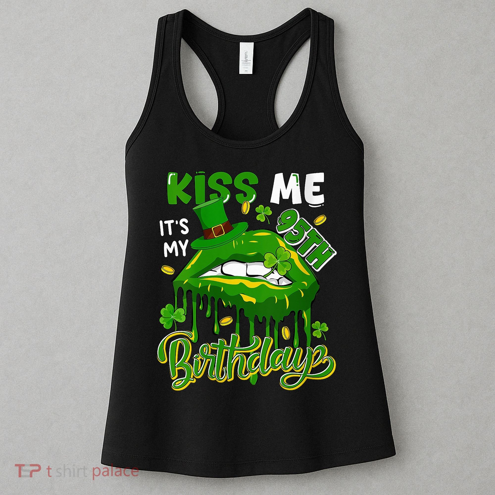 It'S My 95th Birthday St. Patrick'S Day Shamrocks Cute Lips Women's Tank Top