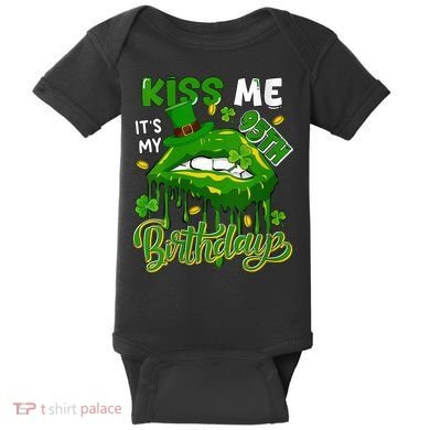 It'S My 95th Birthday St. Patrick'S Day Shamrocks Cute Lips Baby Bodysuit
