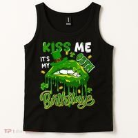 It'S My 95th Birthday St. Patrick'S Day Shamrocks Cute Lips Tank Top thumb 2
