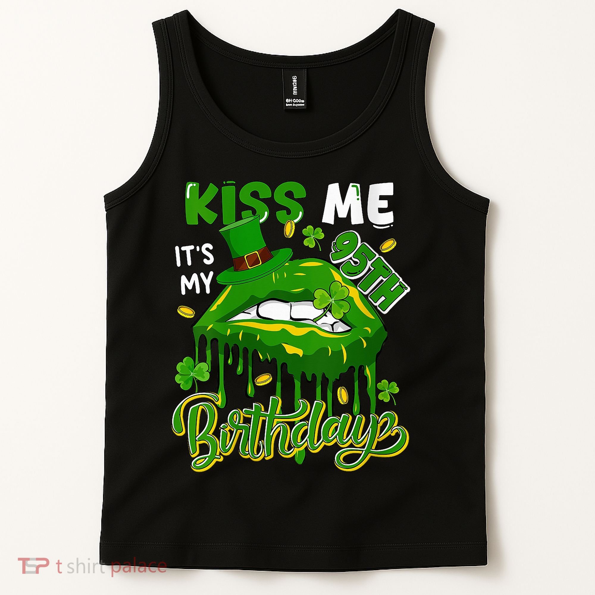 It'S My 95th Birthday St. Patrick'S Day Shamrocks Cute Lips Tank Top