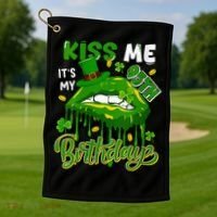 It'S My 95th Birthday St. Patrick'S Day Shamrocks Cute Lips Golf Towel thumb 1