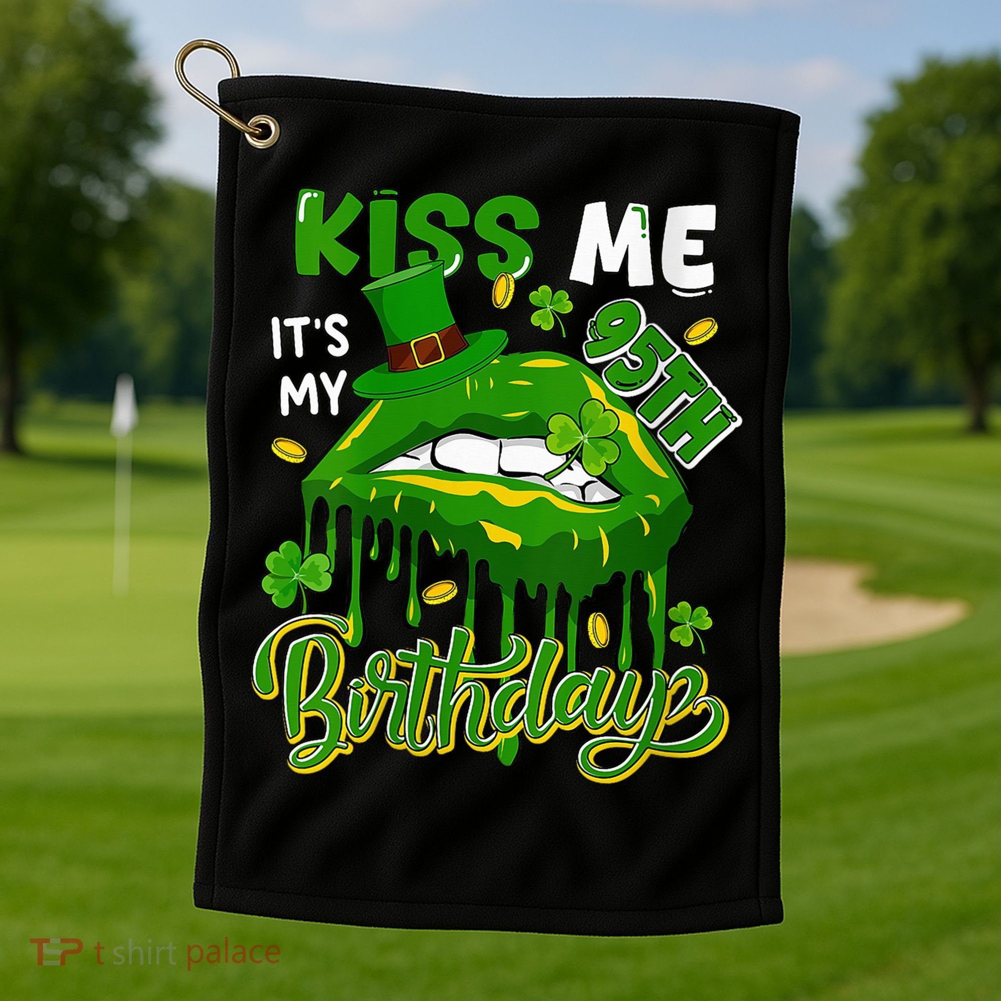 It'S My 95th Birthday St. Patrick'S Day Shamrocks Cute Lips Golf Towel