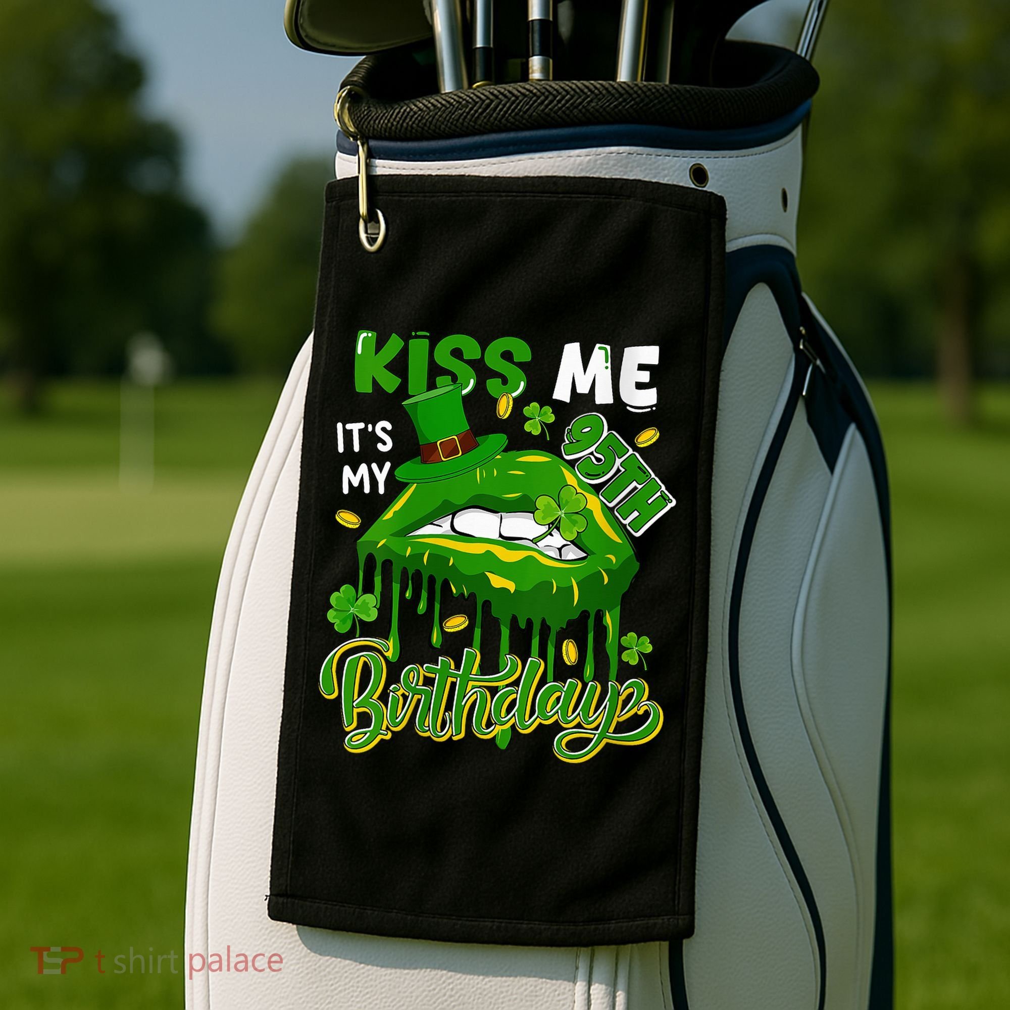 It'S My 95th Birthday St. Patrick'S Day Shamrocks Cute Lips Golf Towel