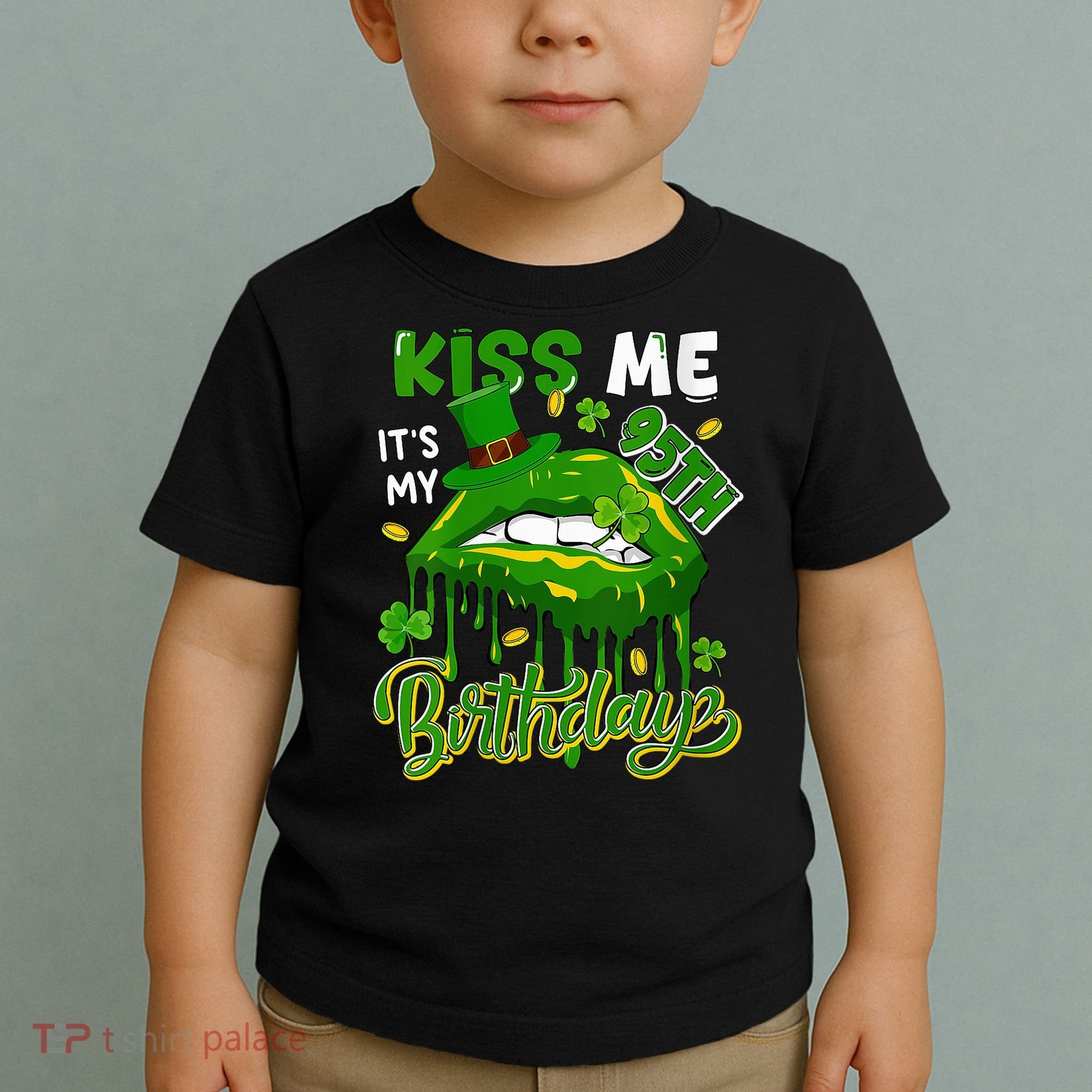 It'S My 95th Birthday St. Patrick'S Day Shamrocks Cute Lips Toddler T-Shirt