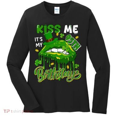 It'S My 95th Birthday St. Patrick'S Day Shamrocks Cute Lips Women's Long Sleeve Shirt