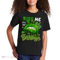 It'S My 95th Birthday St. Patrick'S Day Shamrocks Cute Lips Kids T-Shirt thumb 2
