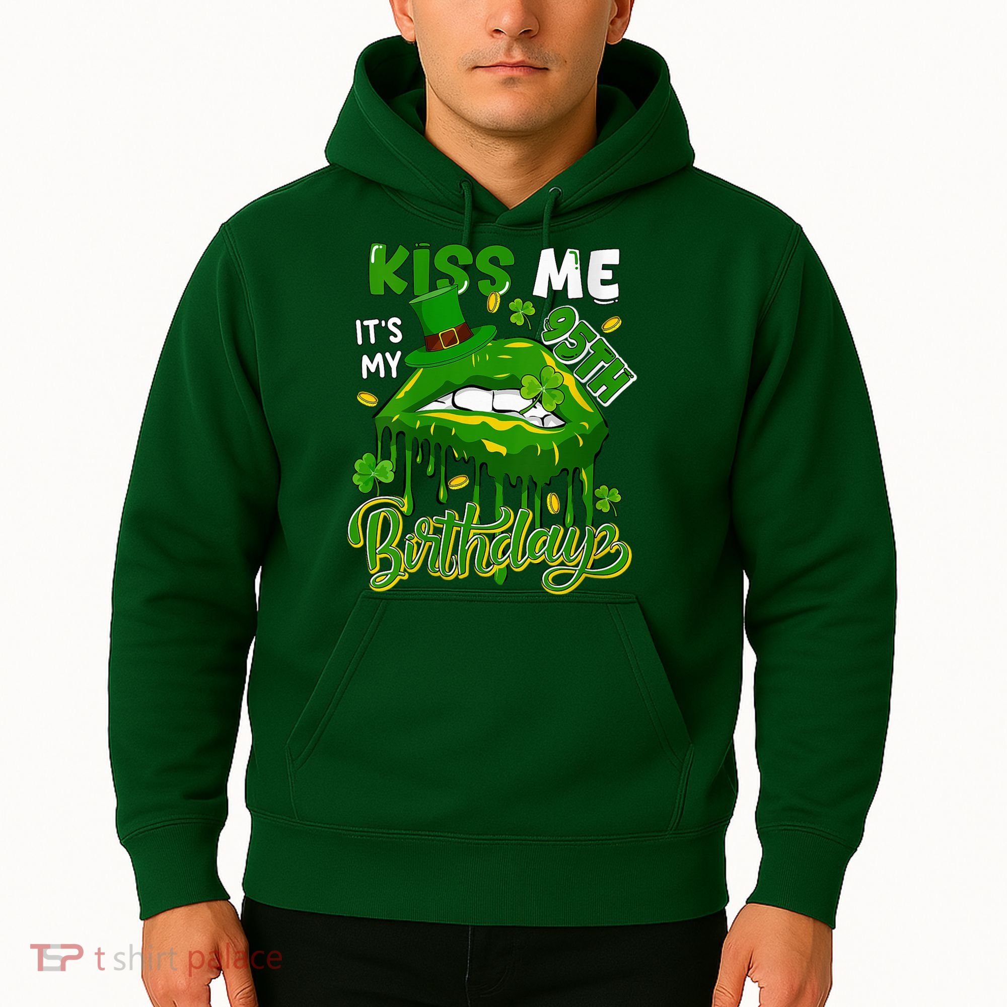 It'S My 95th Birthday St. Patrick'S Day Shamrocks Cute Lips Hoodie