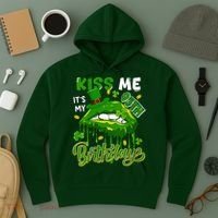 It'S My 95th Birthday St. Patrick'S Day Shamrocks Cute Lips Hoodie thumb 3