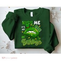 It'S My 95th Birthday St. Patrick'S Day Shamrocks Cute Lips Sweatshirt thumb 2