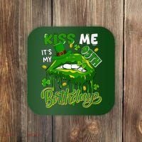 It'S My 95th Birthday St. Patrick'S Day Shamrocks Cute Lips Coaster thumb 0