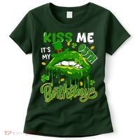It'S My 95th Birthday St. Patrick'S Day Shamrocks Cute Lips Women's T-Shirt thumb 0