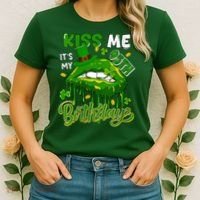 It'S My 95th Birthday St. Patrick'S Day Shamrocks Cute Lips Women's T-Shirt thumb 2